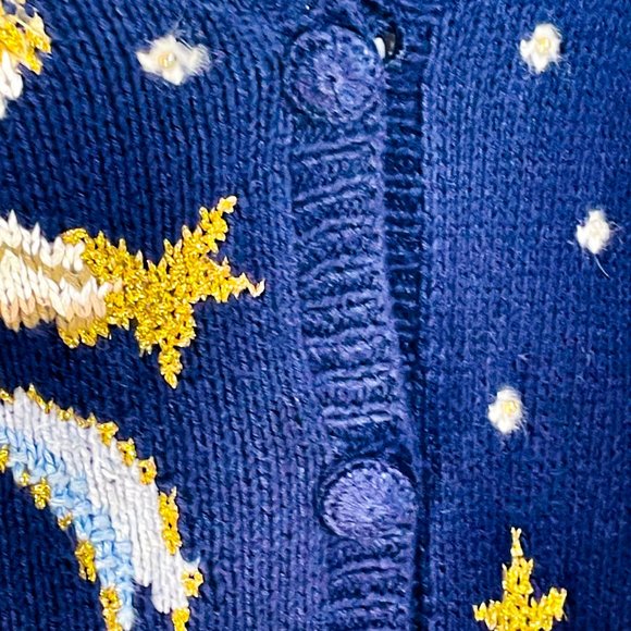 ▪️VTG▪️MARISA CHRISTINA▪️Christmas Beaded Angels & Stars Oversized Cardigan - Picture 6 of 8